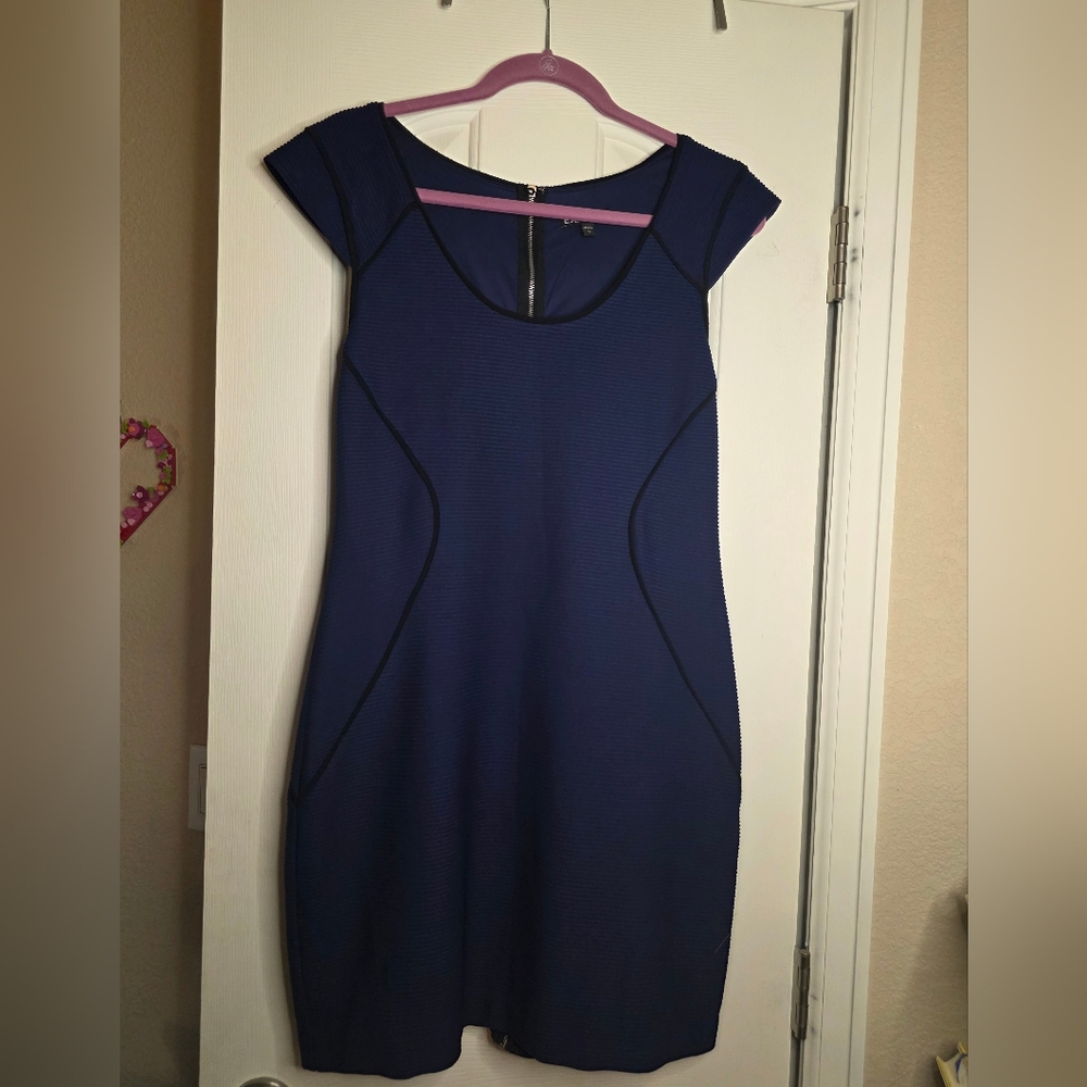 Express Blue Flutter Sleeve Sheath Mini Dress
